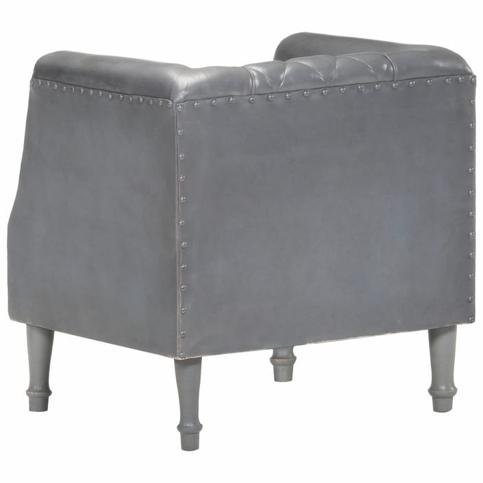 Fauteuil Gris Cuir véritable de chèvre - Photo n°5