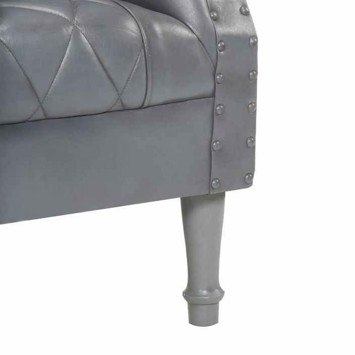 Fauteuil Gris Cuir véritable de chèvre - Photo n°6