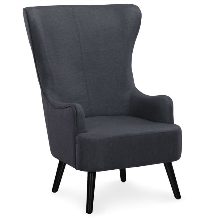 Fauteuil haut scandinave tissu gris foncé Charles - Photo n°1