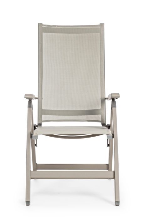 Fauteuil inclinable aluminium taupe Victorine - Photo n°8