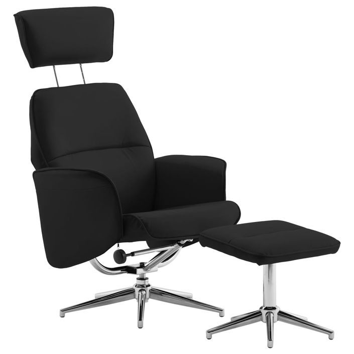 Fauteuil inclinable avec repose-pied Noir Similicuir 6 - Photo n°1