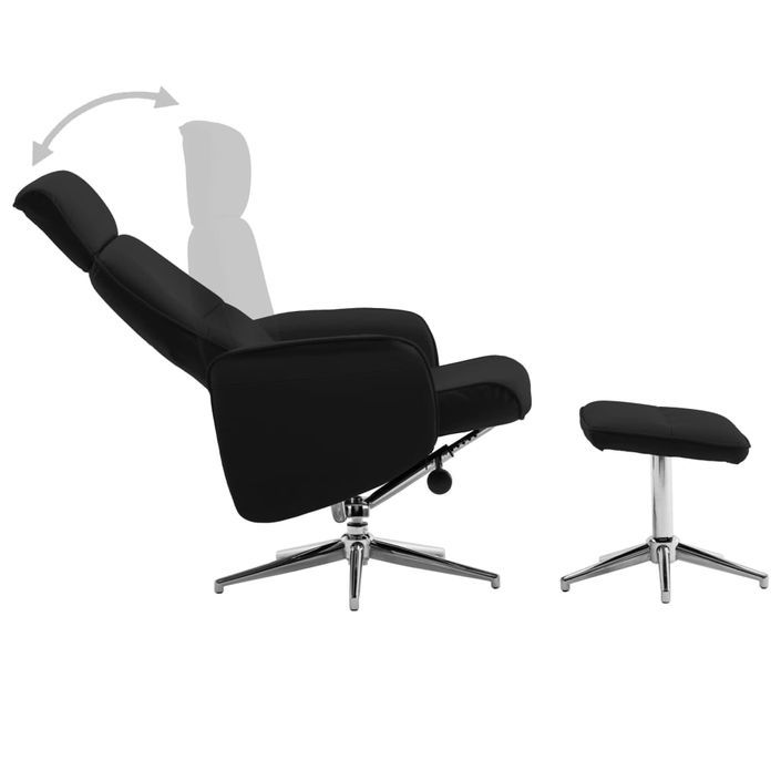 Fauteuil inclinable avec repose-pied Noir Similicuir 6 - Photo n°5