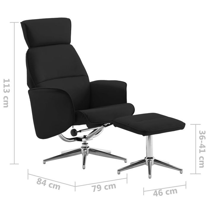 Fauteuil inclinable avec repose-pied Noir Similicuir 6 - Photo n°10