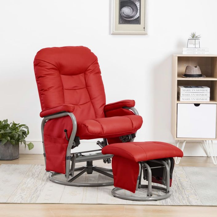 Fauteuil inclinable avec repose-pied Rouge Similicuir 5 - Photo n°1