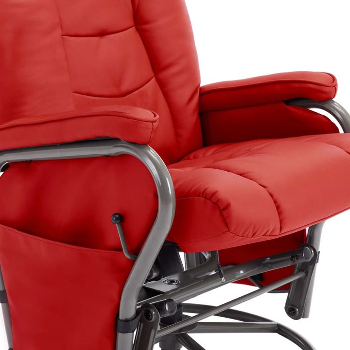 Fauteuil inclinable avec repose-pied Rouge Similicuir 5 - Photo n°9