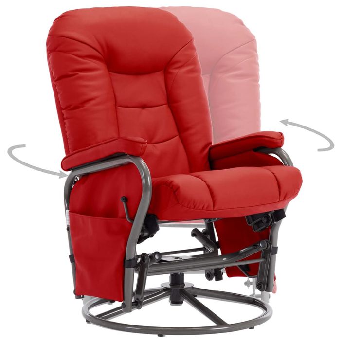 Fauteuil inclinable avec repose-pied Rouge Similicuir 5 - Photo n°12