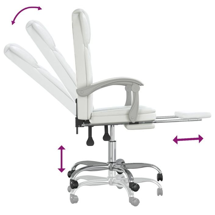 Fauteuil inclinable de bureau Blanc Similicuir - Photo n°8