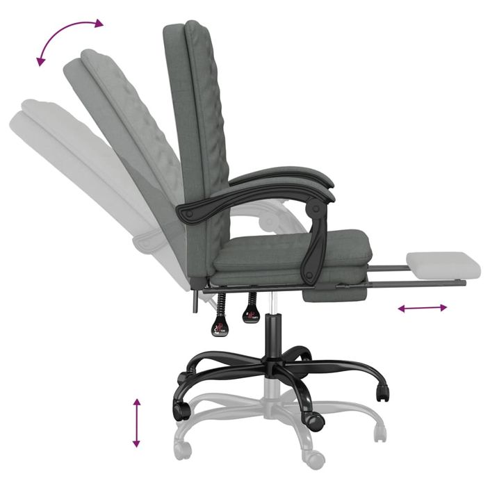 Fauteuil inclinable de bureau Gris foncé Tissu - Photo n°8