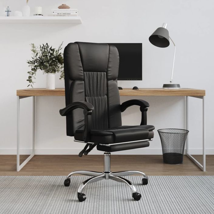 Fauteuil inclinable de bureau noir similicuir - Photo n°1