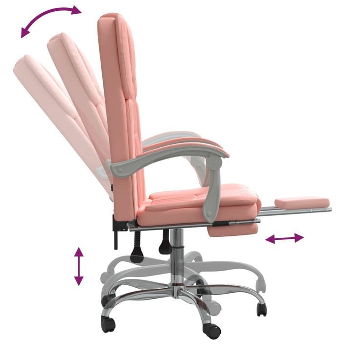 Fauteuil inclinable de bureau Rose Similicuir - Photo n°8