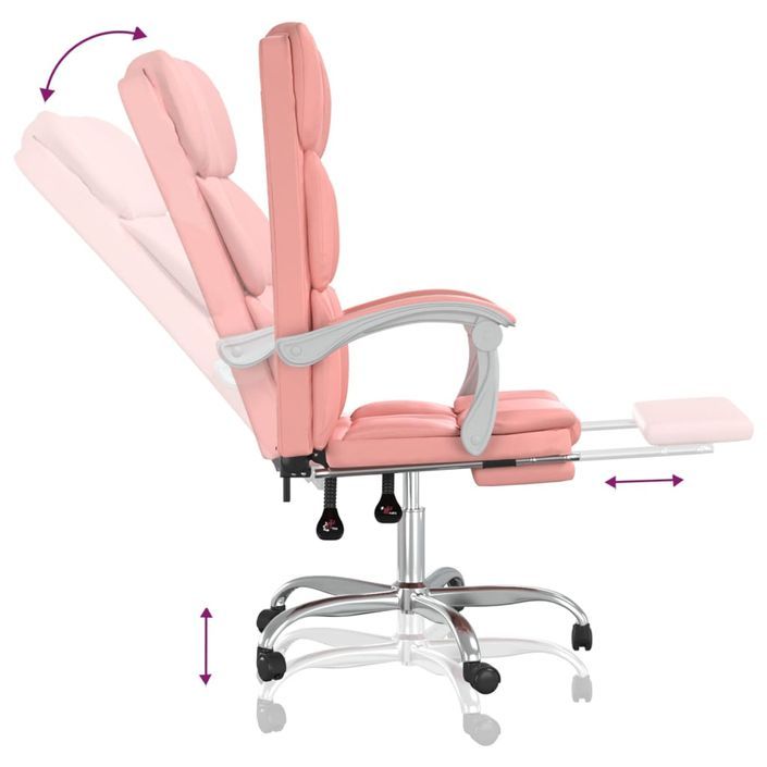 Fauteuil inclinable de bureau Rose Similicuir - Photo n°8