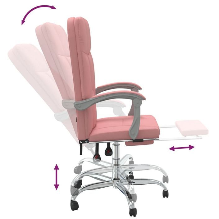 Fauteuil inclinable de bureau Rose Similicuir - Photo n°7