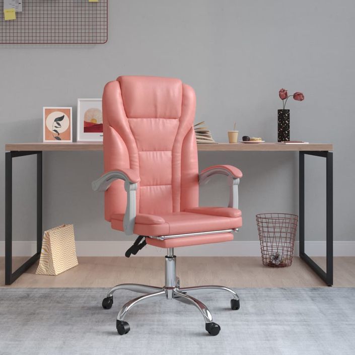 Fauteuil inclinable de bureau Rose Similicuir - Photo n°1