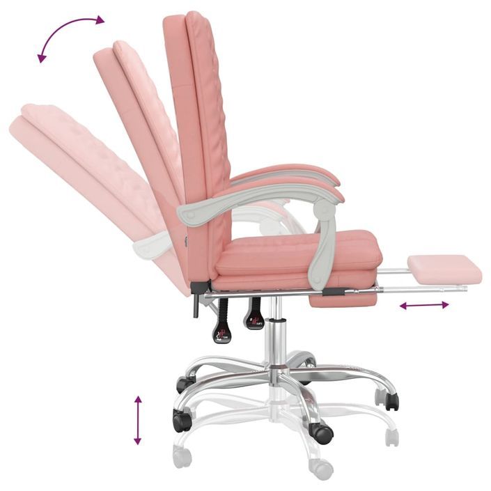 Fauteuil inclinable de bureau Rose Similicuir - Photo n°8