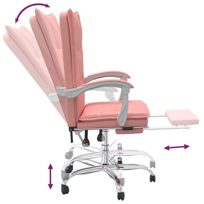 Fauteuil inclinable de bureau Rose Similicuir - Photo n°8