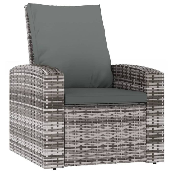 Fauteuil inclinable de jardin avec coussins gris résine tressée - Photo n°1