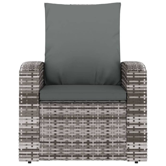 Fauteuil inclinable de jardin avec coussins gris résine tressée - Photo n°3