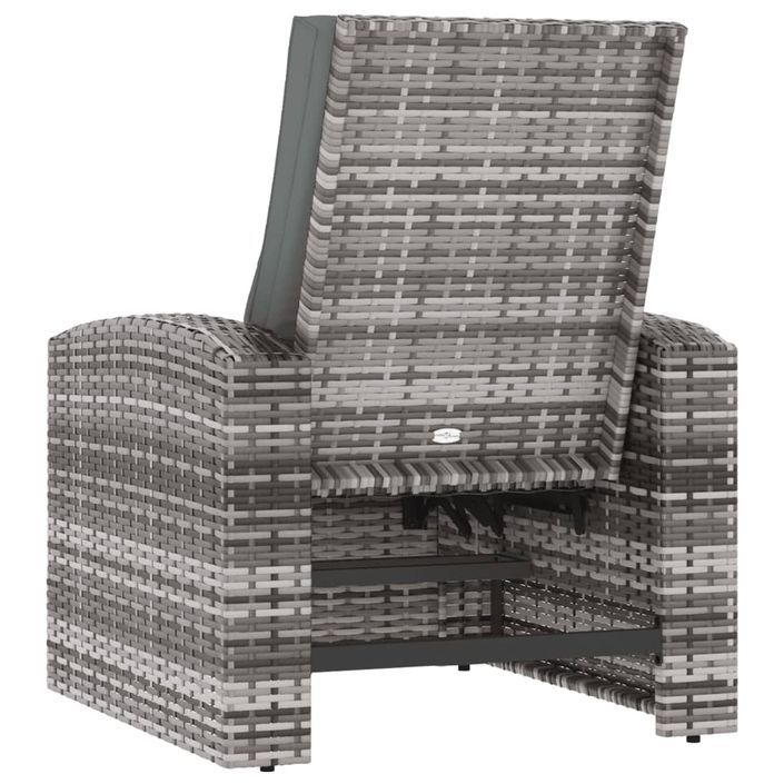 Fauteuil inclinable de jardin avec coussins gris résine tressée - Photo n°5