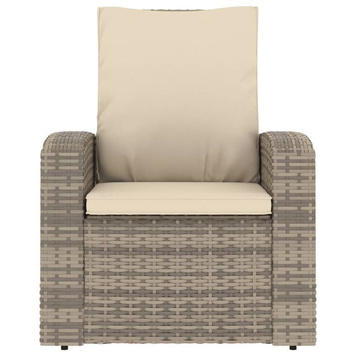 Fauteuil inclinable de jardin avec coussins marron clair rotin - Photo n°3