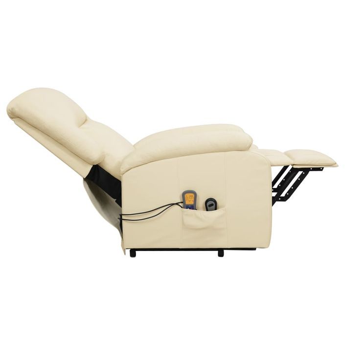 Fauteuil inclinable de massage Crème Similicuir - Photo n°8