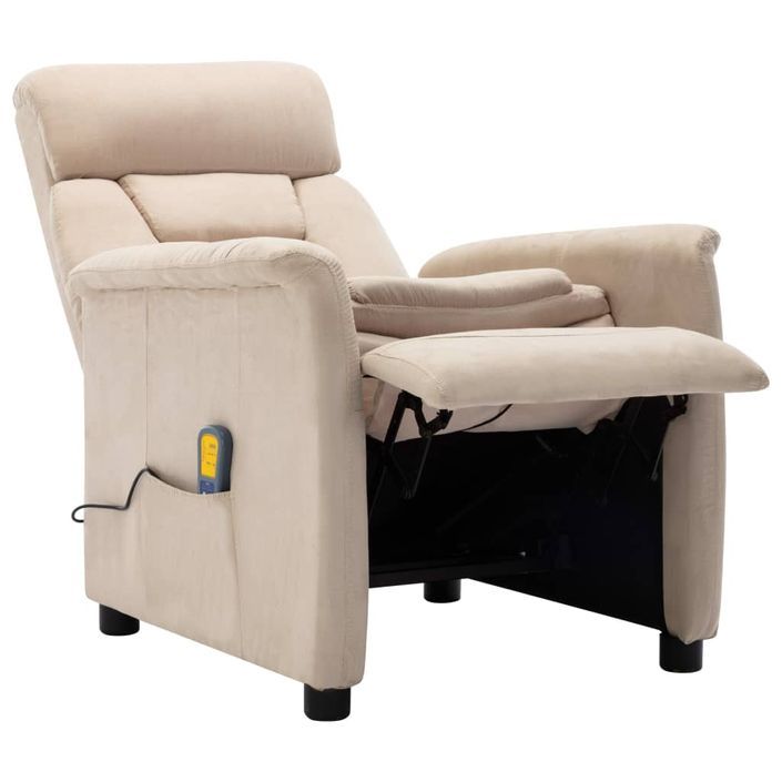 Fauteuil inclinable de massage Crème Similicuir daim - Photo n°3