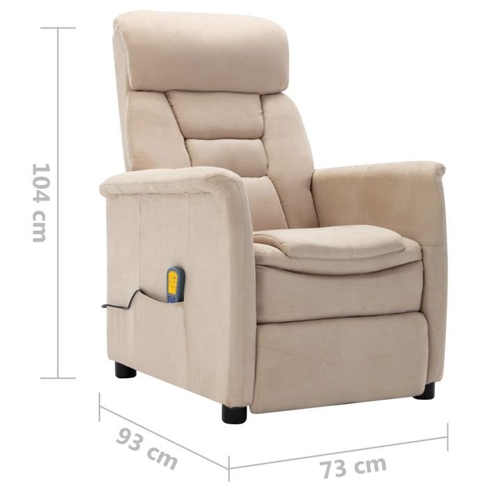 Fauteuil inclinable de massage Crème Similicuir daim - Photo n°9