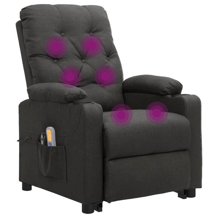 Fauteuil inclinable de massage électrique Gris foncé Tissu 2 - Photo n°6