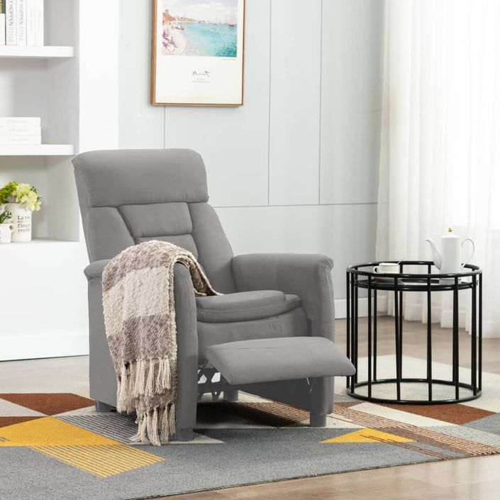 Fauteuil inclinable de massage Gris clair Similicuir daim - Photo n°2