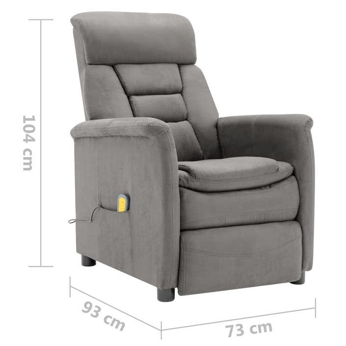 Fauteuil inclinable de massage Gris clair Similicuir daim - Photo n°9