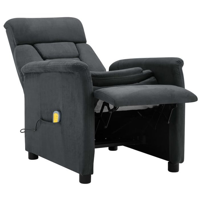 Fauteuil inclinable de massage Gris foncé Similicuir daim - Photo n°4