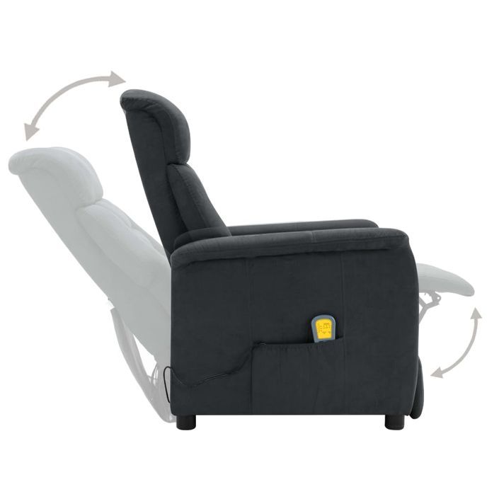 Fauteuil inclinable de massage Gris foncé Similicuir daim - Photo n°6