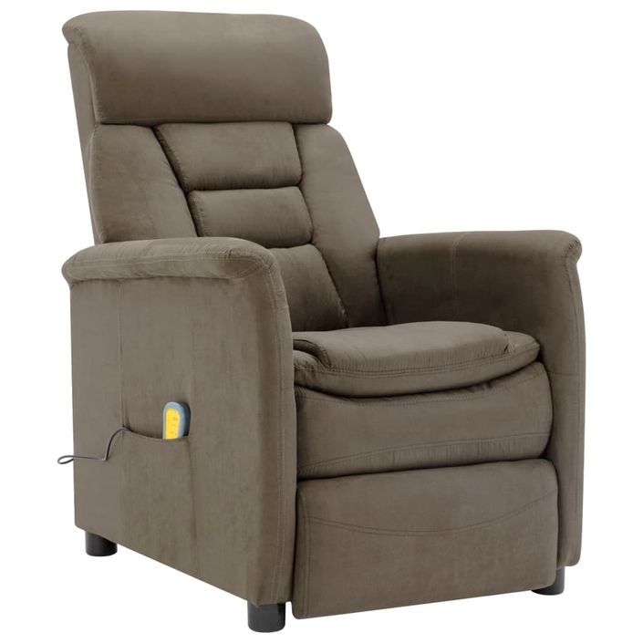 Fauteuil inclinable de massage Taupe Similicuir daim - Photo n°1