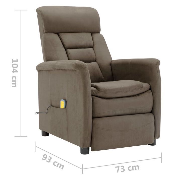 Fauteuil inclinable de massage Taupe Similicuir daim - Photo n°9