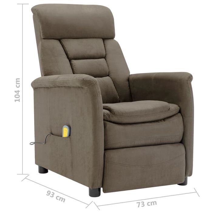 Fauteuil inclinable électrique de massage Taupe Similicuir daim - Photo n°10