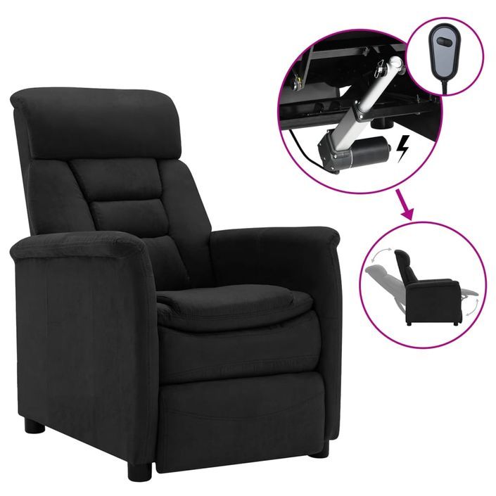 Fauteuil inclinable électrique Noir Similicuir daim 2 - Photo n°1