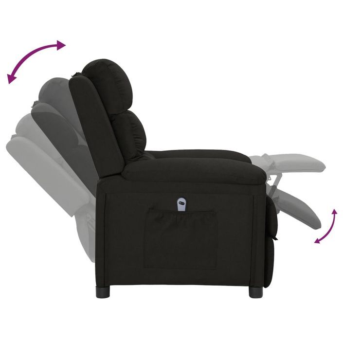 Fauteuil inclinable électrique Noir Tissu 4 - Photo n°6