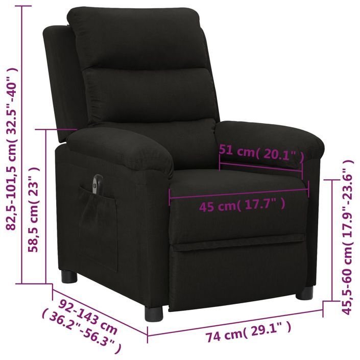 Fauteuil inclinable électrique Noir Tissu 4 - Photo n°12