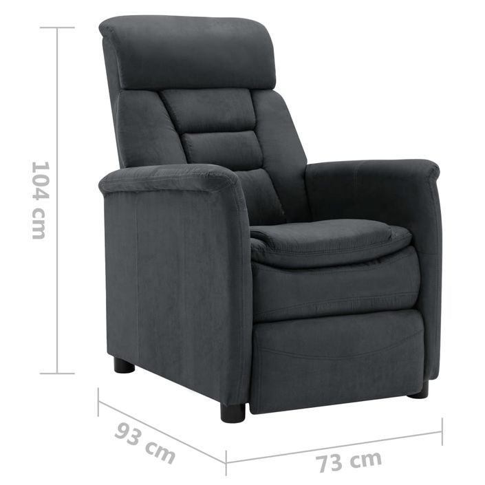 Fauteuil inclinable Gris foncé Similicuir daim 3 - Photo n°9