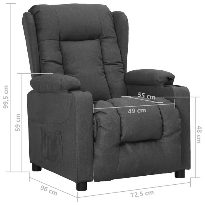 Fauteuil inclinable Gris foncé Tissu 3 - Photo n°8