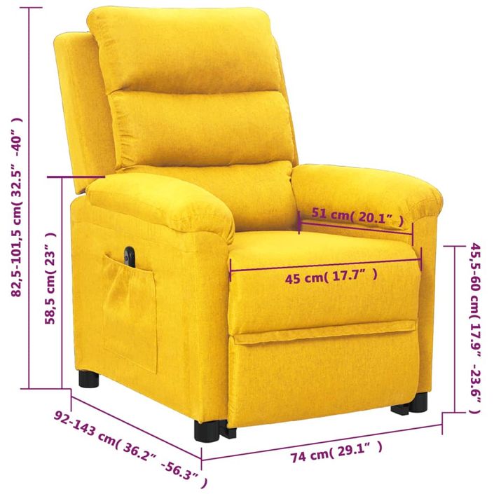 Fauteuil inclinable Jaune Tissu 4 - Photo n°10