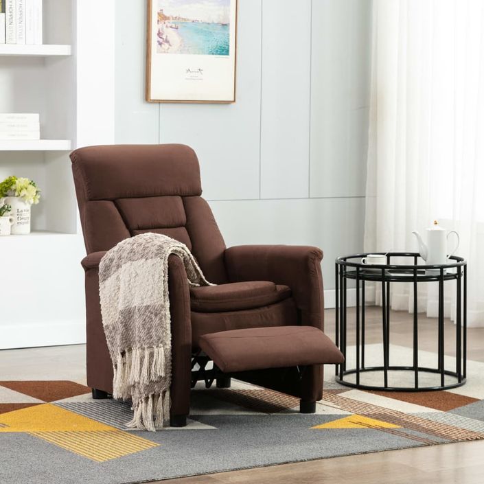 Fauteuil inclinable Marron Similicuir daim 3 - Photo n°2