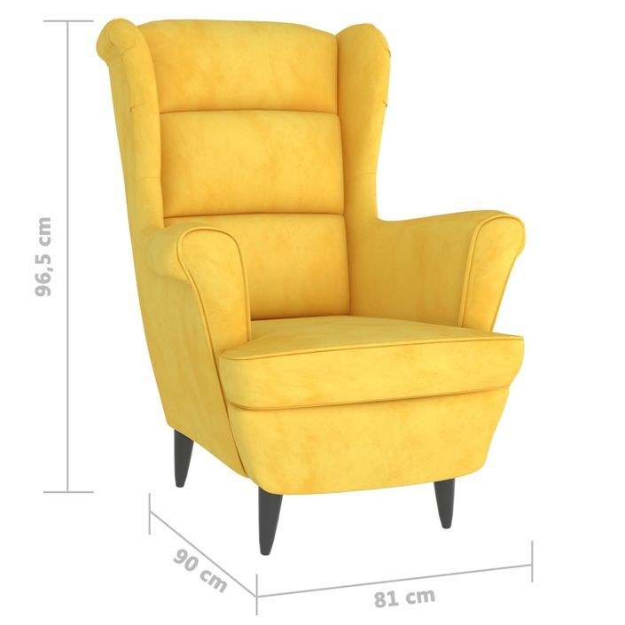 Fauteuil Jaune moutarde Velours - Photo n°6