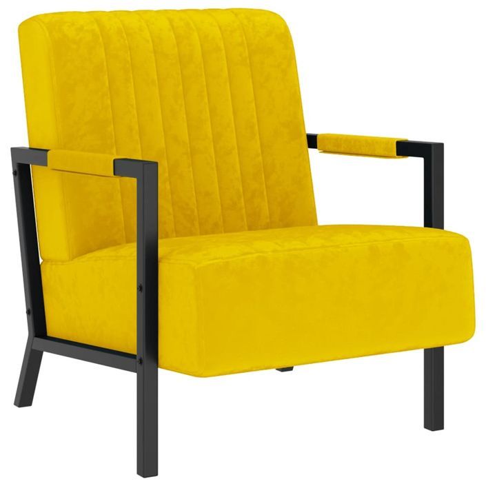 Fauteuil Jaune moutarde Velours Dustry - Photo n°1