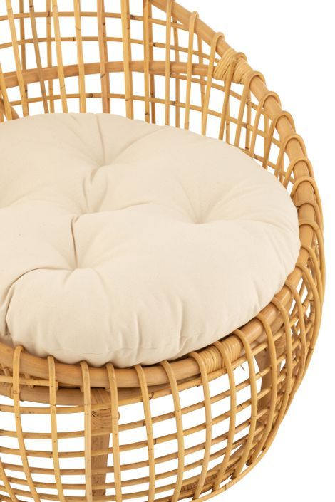 Fauteuil Lizo avec coussin - Finition naturelle et blanche - Photo n°7