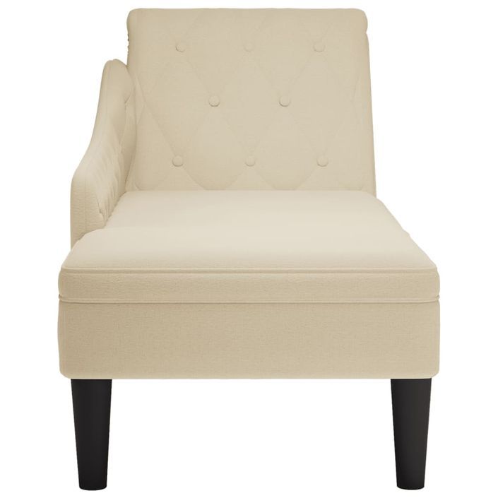 Fauteuil long avec coussin et accoudoir droit crème tissu - Photo n°4