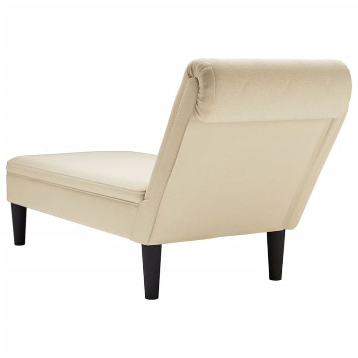 Fauteuil long avec coussin et accoudoir droit crème tissu - Photo n°6