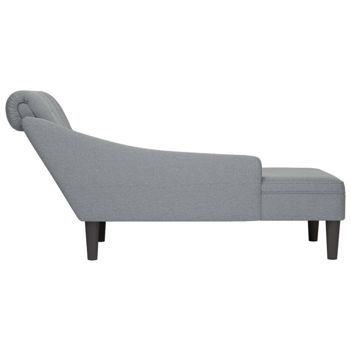 Fauteuil long avec coussin et accoudoir droit gris clair tissu - Photo n°5