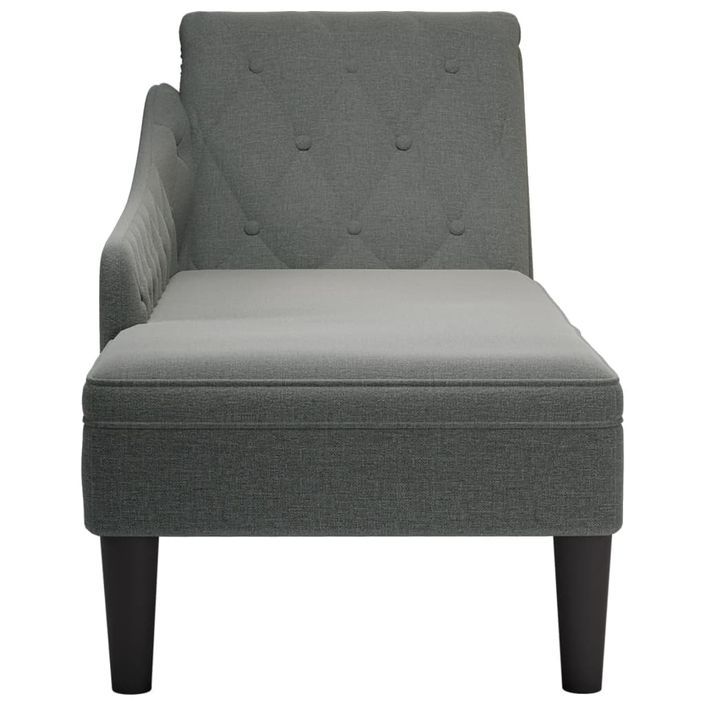 Fauteuil long avec coussin et accoudoir droit gris foncé tissu - Photo n°4