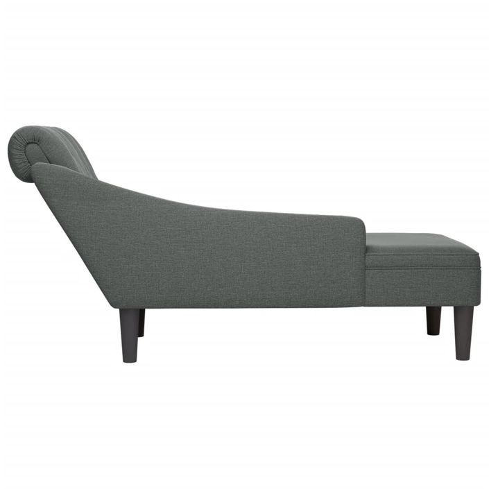 Fauteuil long avec coussin et accoudoir droit gris foncé tissu - Photo n°5