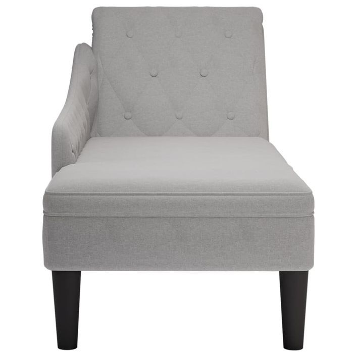 Fauteuil long avec coussin et accoudoir droit gris nuage tissu - Photo n°4